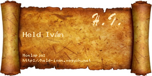 Held Iván névjegykártya